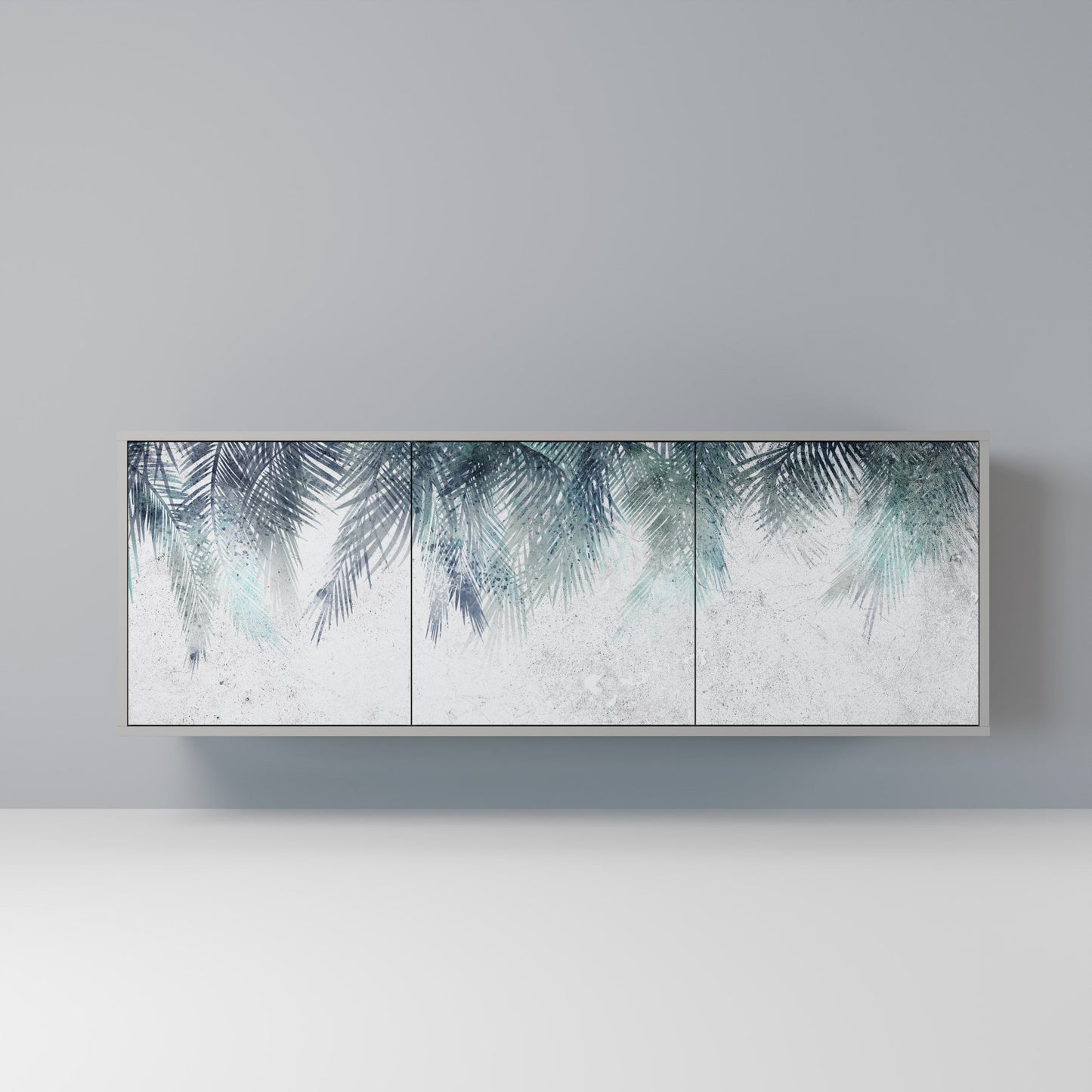 PALM VEIL 3-Door Sideboard in Grey Finish