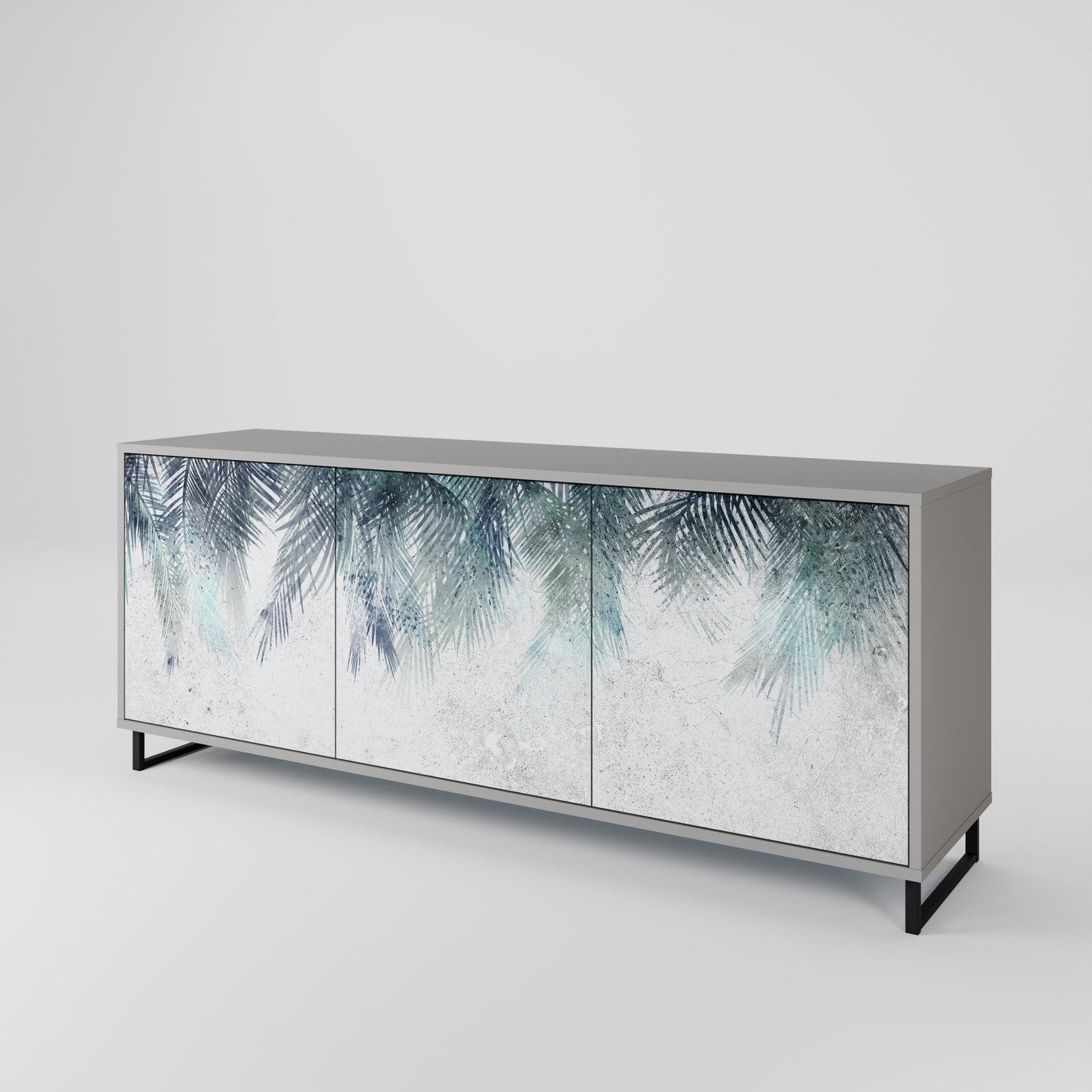 PALM VEIL 3-Door Sideboard in Grey Finish