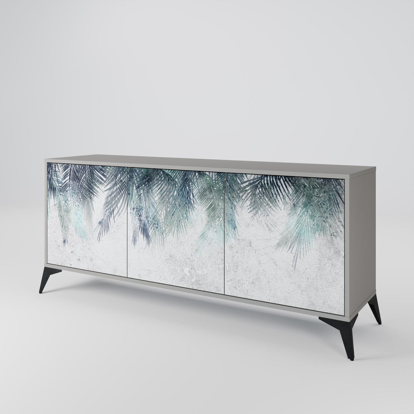PALM VEIL 3-Door Sideboard in Grey Finish