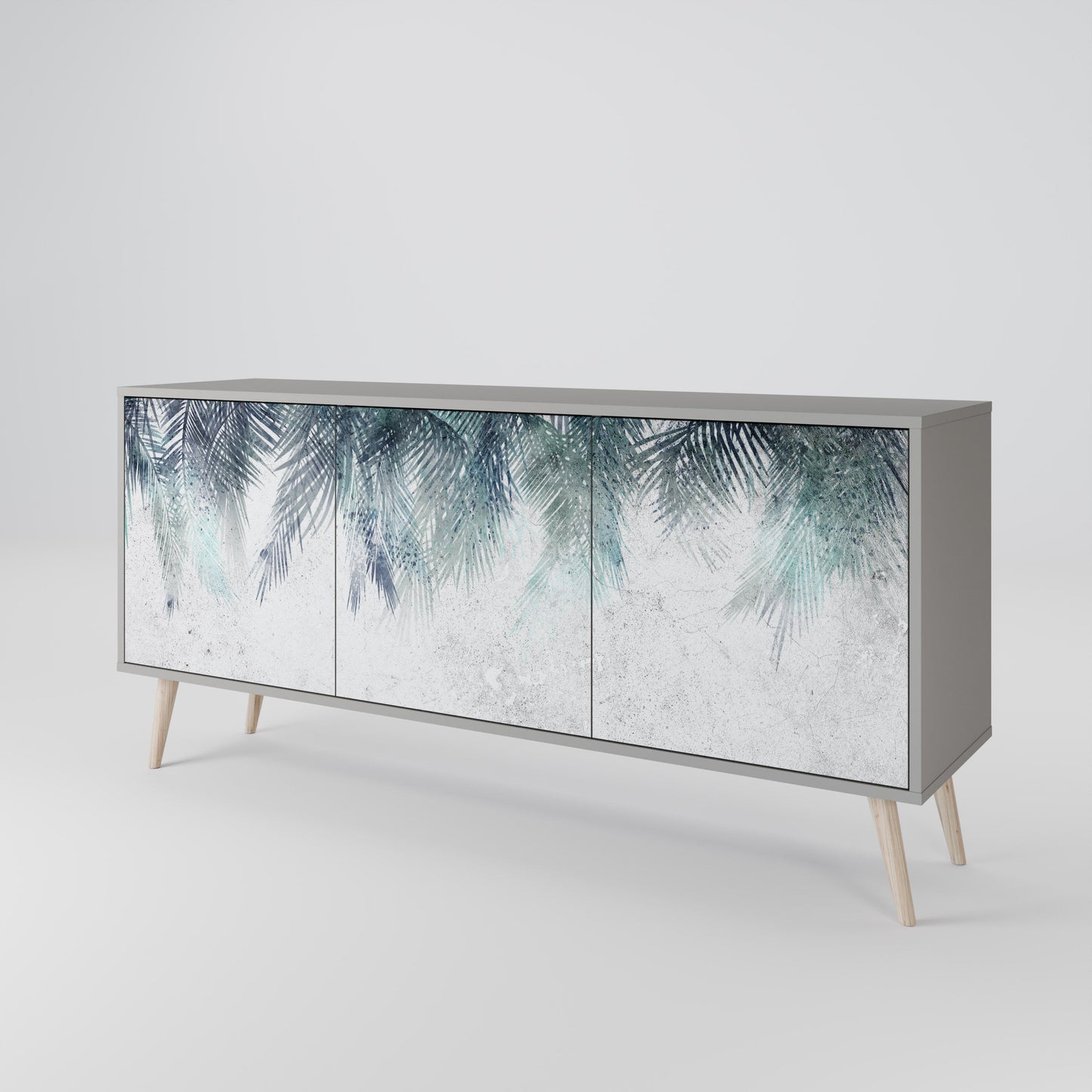PALM VEIL 3-Door Sideboard in Grey Finish