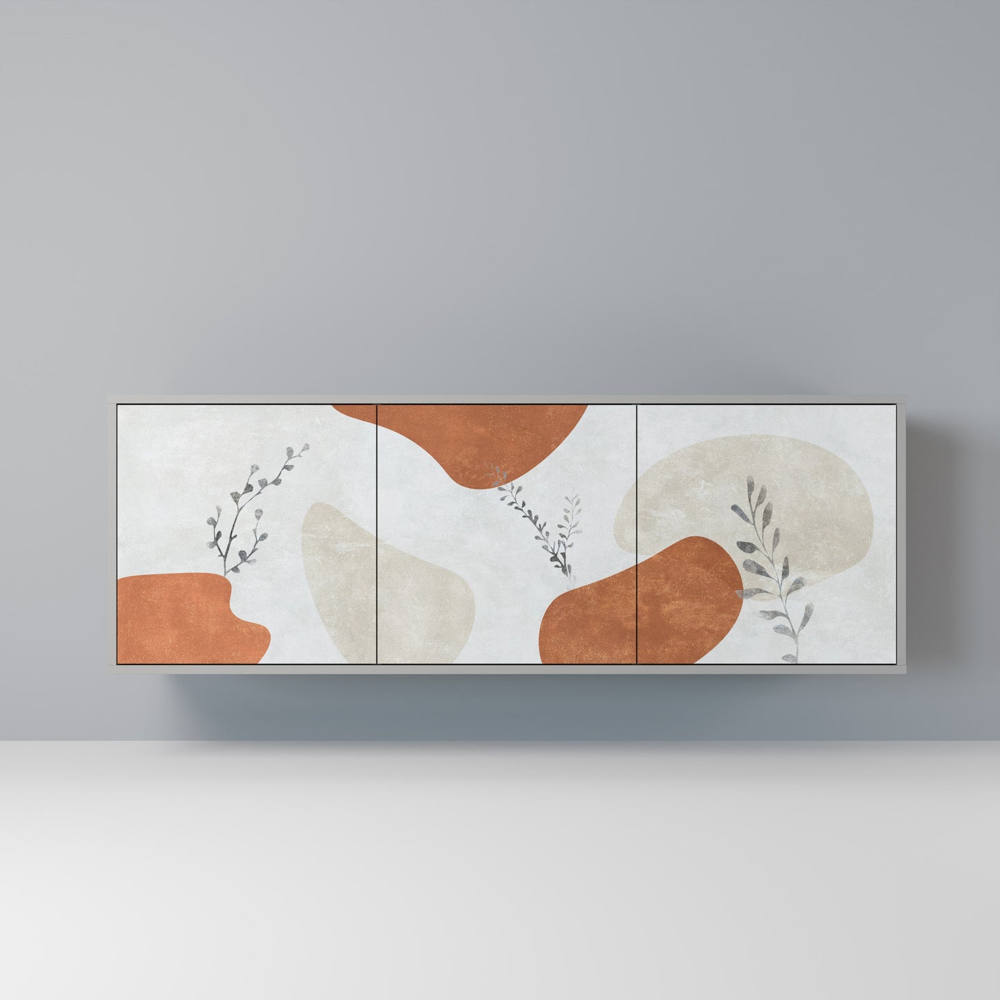 TRANQUIL TWIG 3-Door Sideboard in Grey Finish