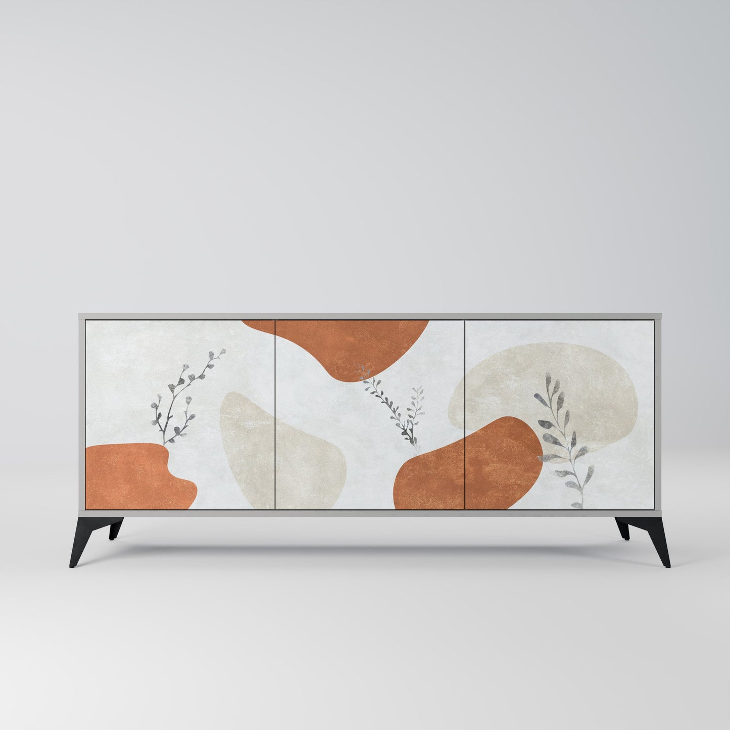 TRANQUIL TWIG 3-Door Sideboard in Grey Finish