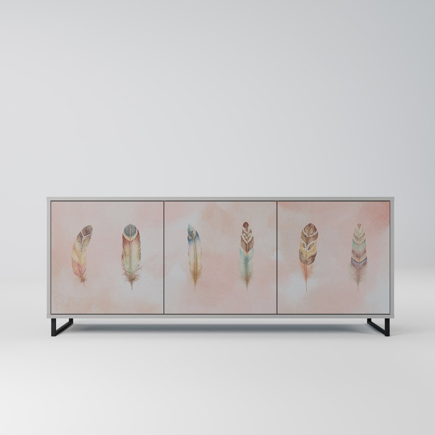 THE DELIQUESCE 3-Door Sideboard in Grey Finish