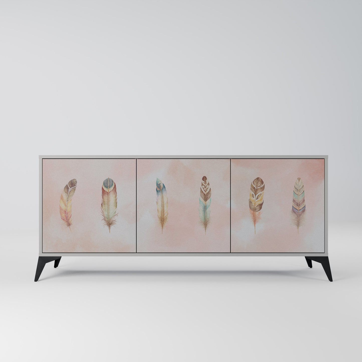 THE DELIQUESCE 3-Door Sideboard in Grey Finish