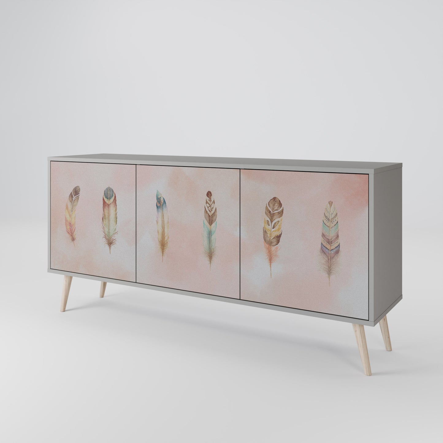 THE DELIQUESCE 3-Door Sideboard in Grey Finish