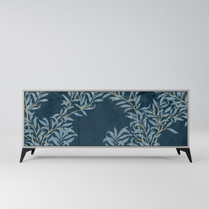 BLUE LEAVES 3-Door Sideboard in Grey Finish