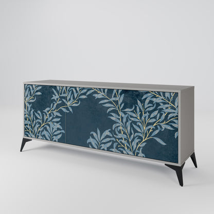 BLUE LEAVES 3-Door Sideboard in Grey Finish