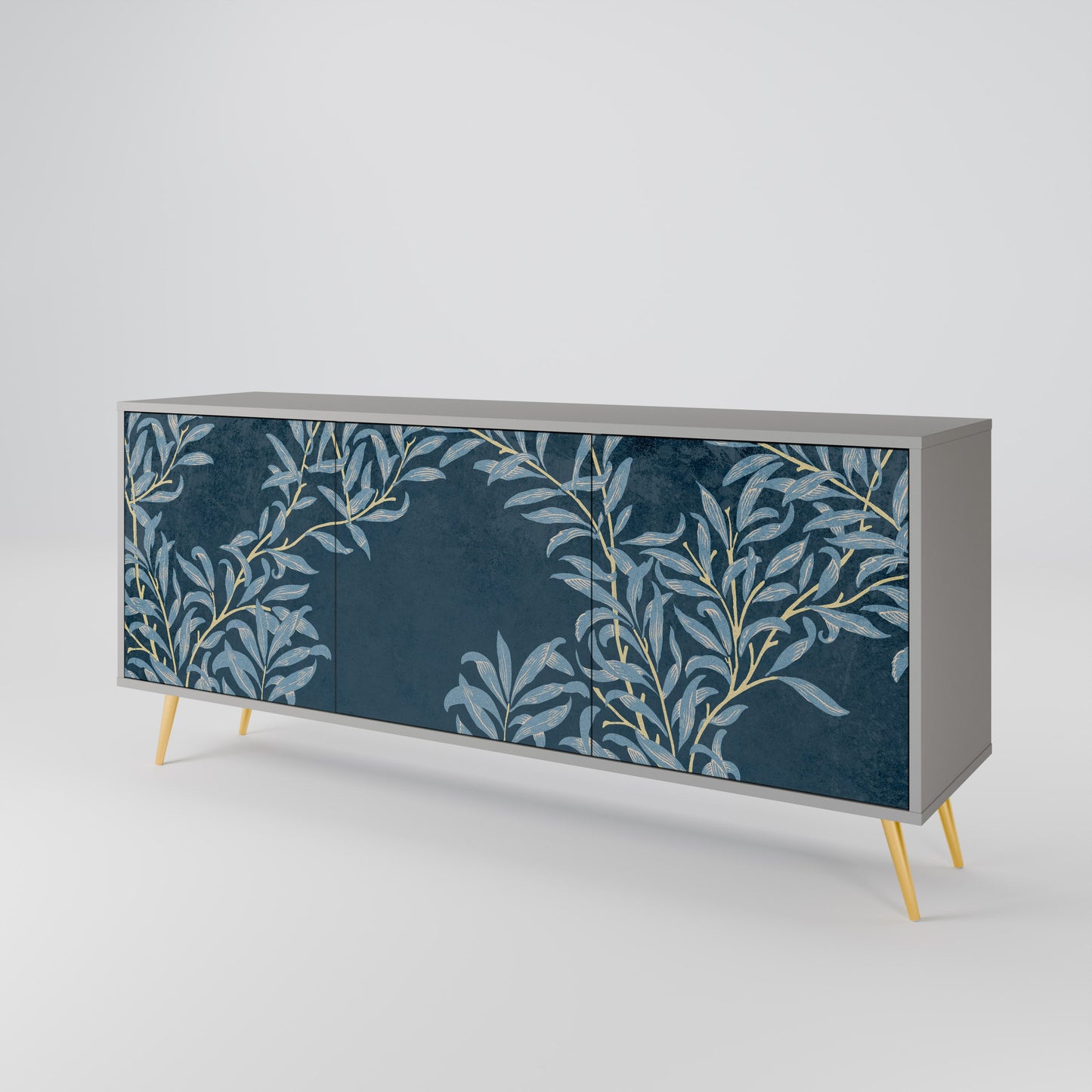 BLUE LEAVES 3-Door Sideboard in Grey Finish