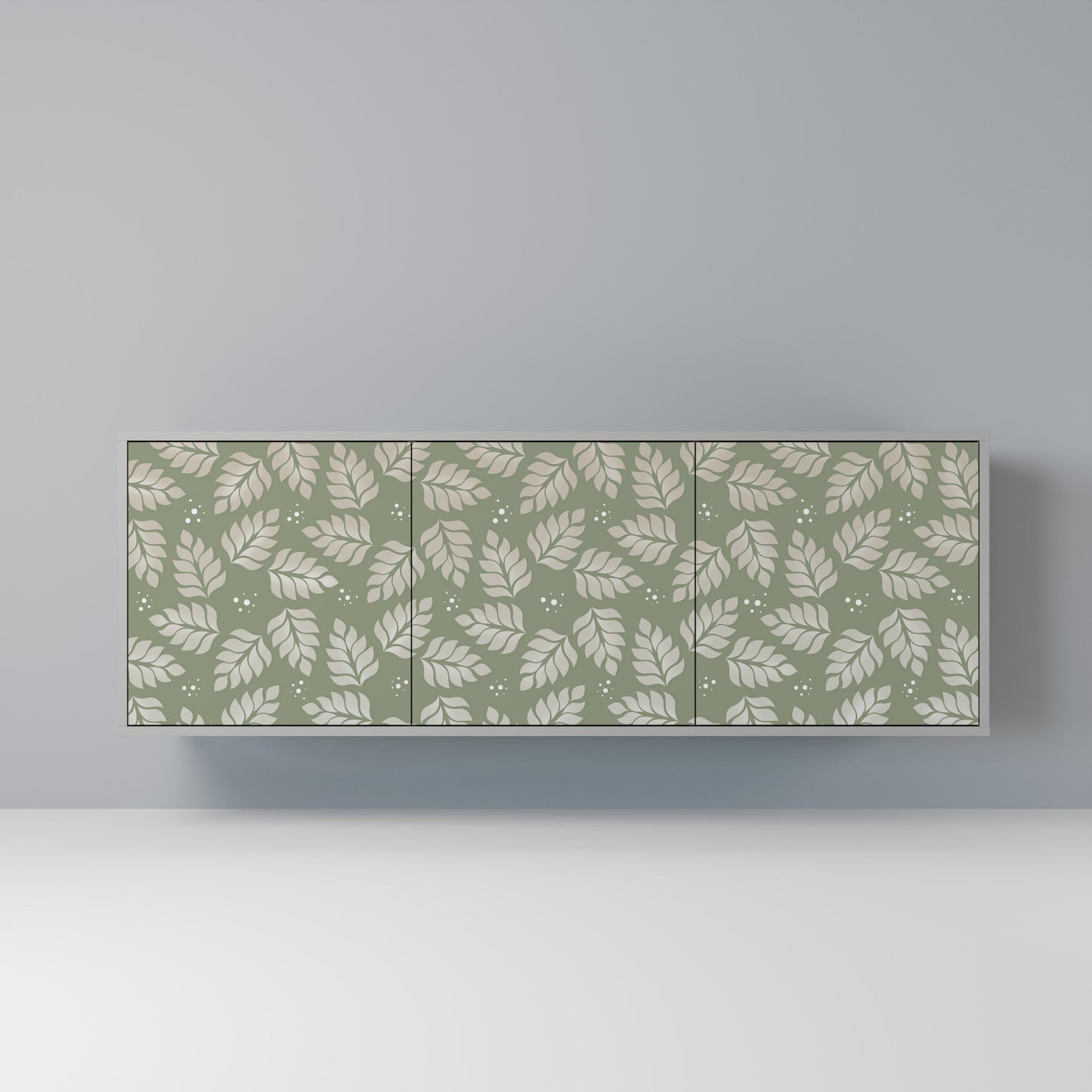 LEAVES ON GREEN 3-Door Sideboard in Grey Finish
