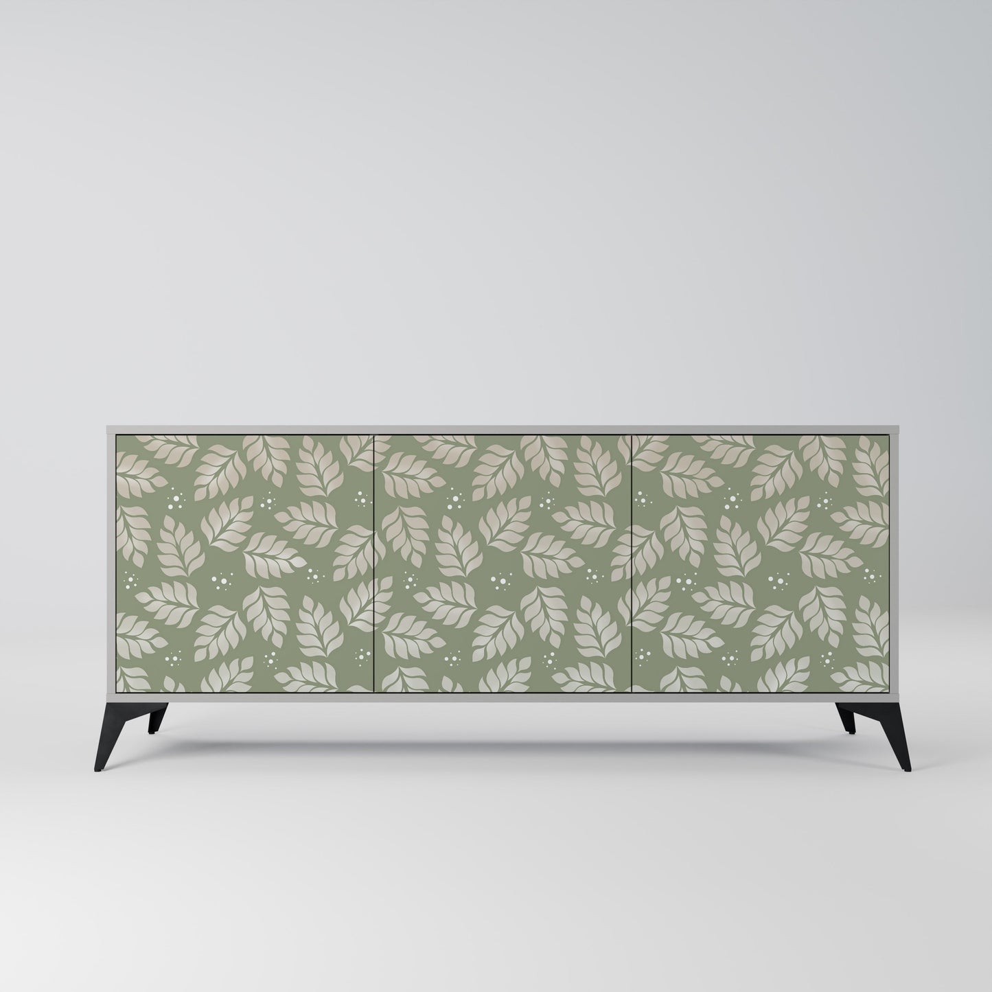 LEAVES ON GREEN 3-Door Sideboard in Grey Finish