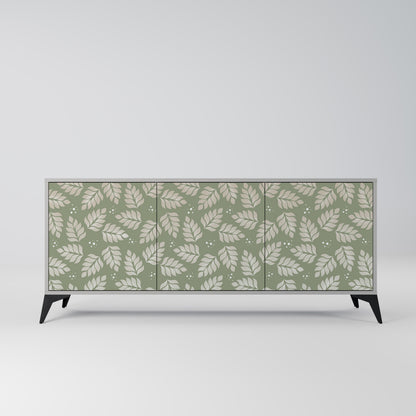 LEAVES ON GREEN 3-Door Sideboard in Grey Finish
