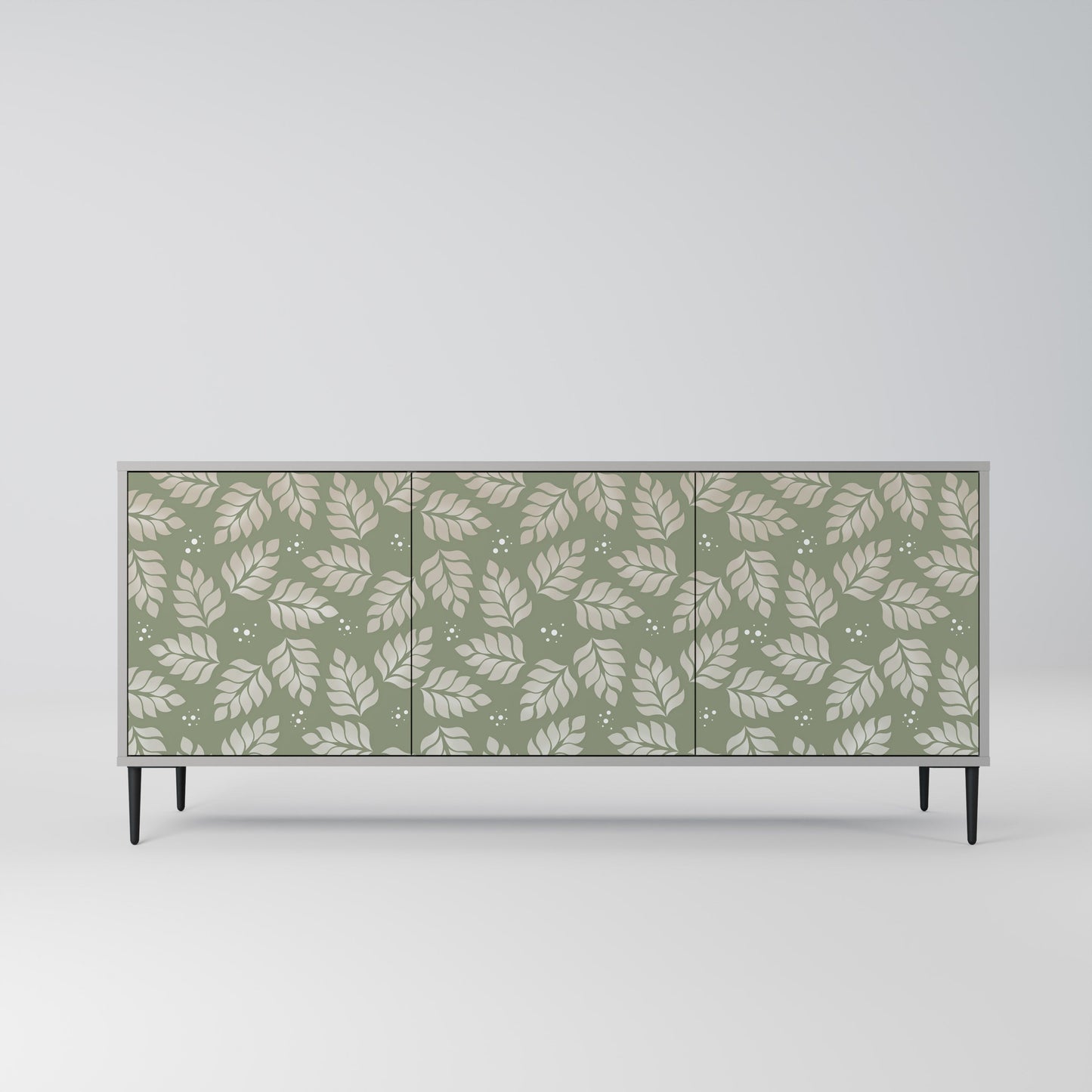 LEAVES ON GREEN 3-Door Sideboard in Grey Finish