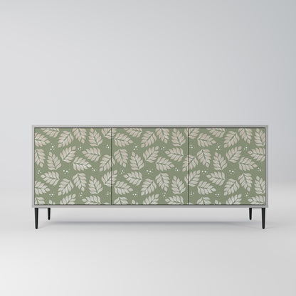 LEAVES ON GREEN 3-Door Sideboard in Grey Finish