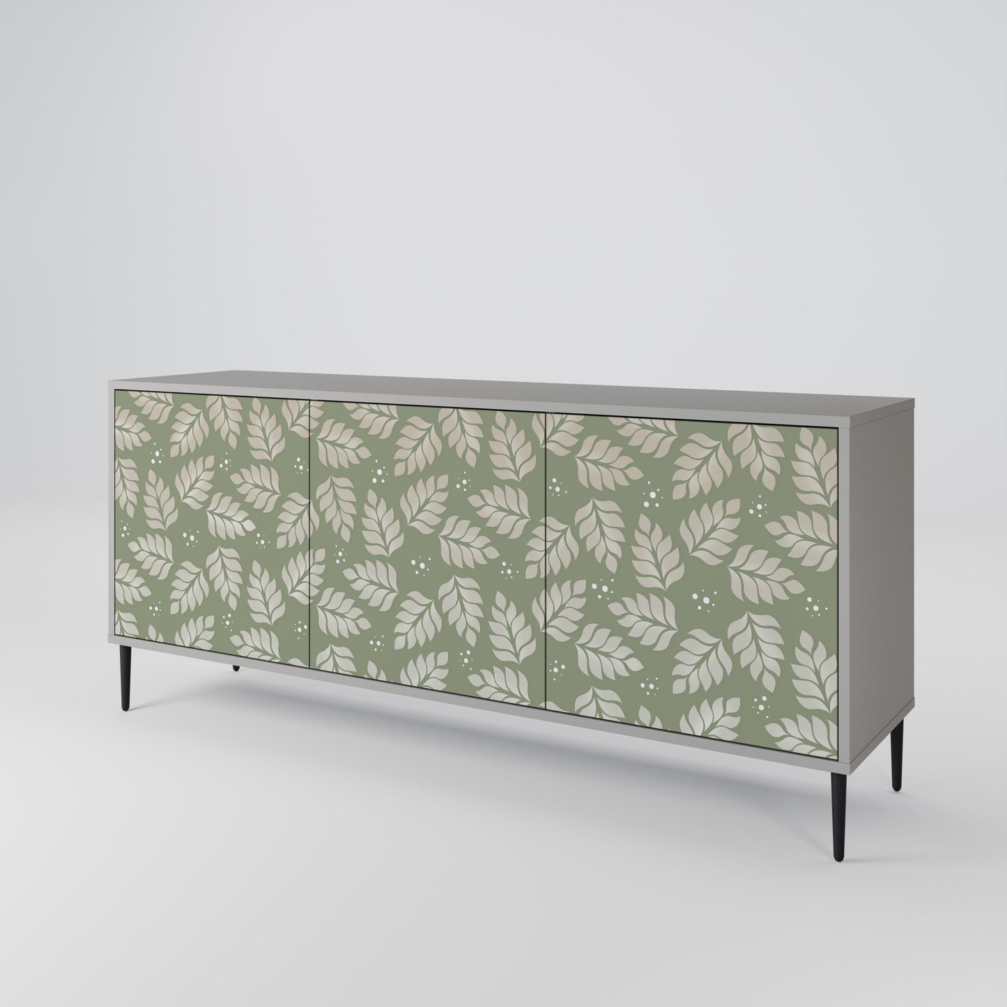 LEAVES ON GREEN 3-Door Sideboard in Grey Finish