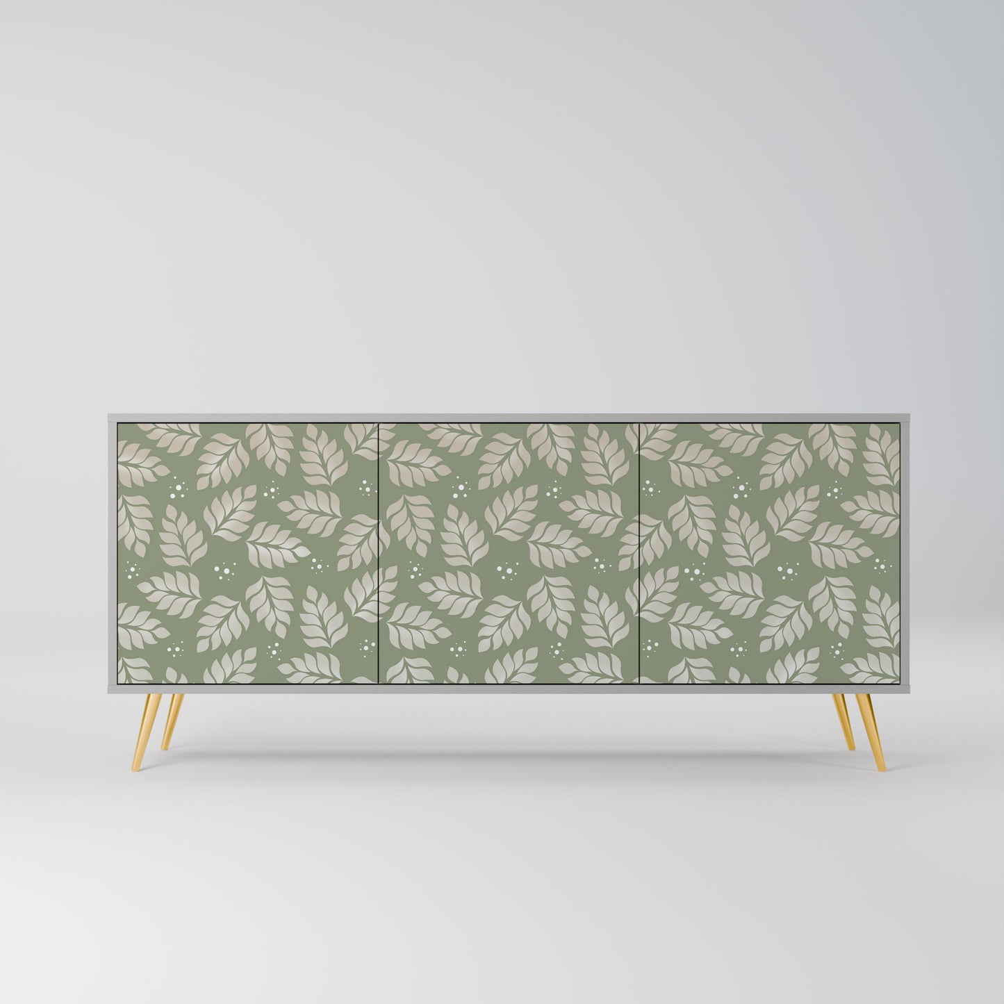 LEAVES ON GREEN 3-Door Sideboard in Grey Finish
