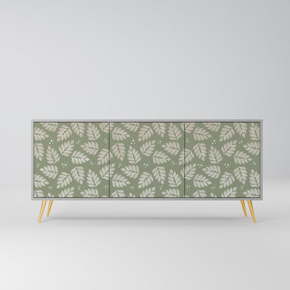 LEAVES ON GREEN 3-Door Sideboard in Grey Finish
