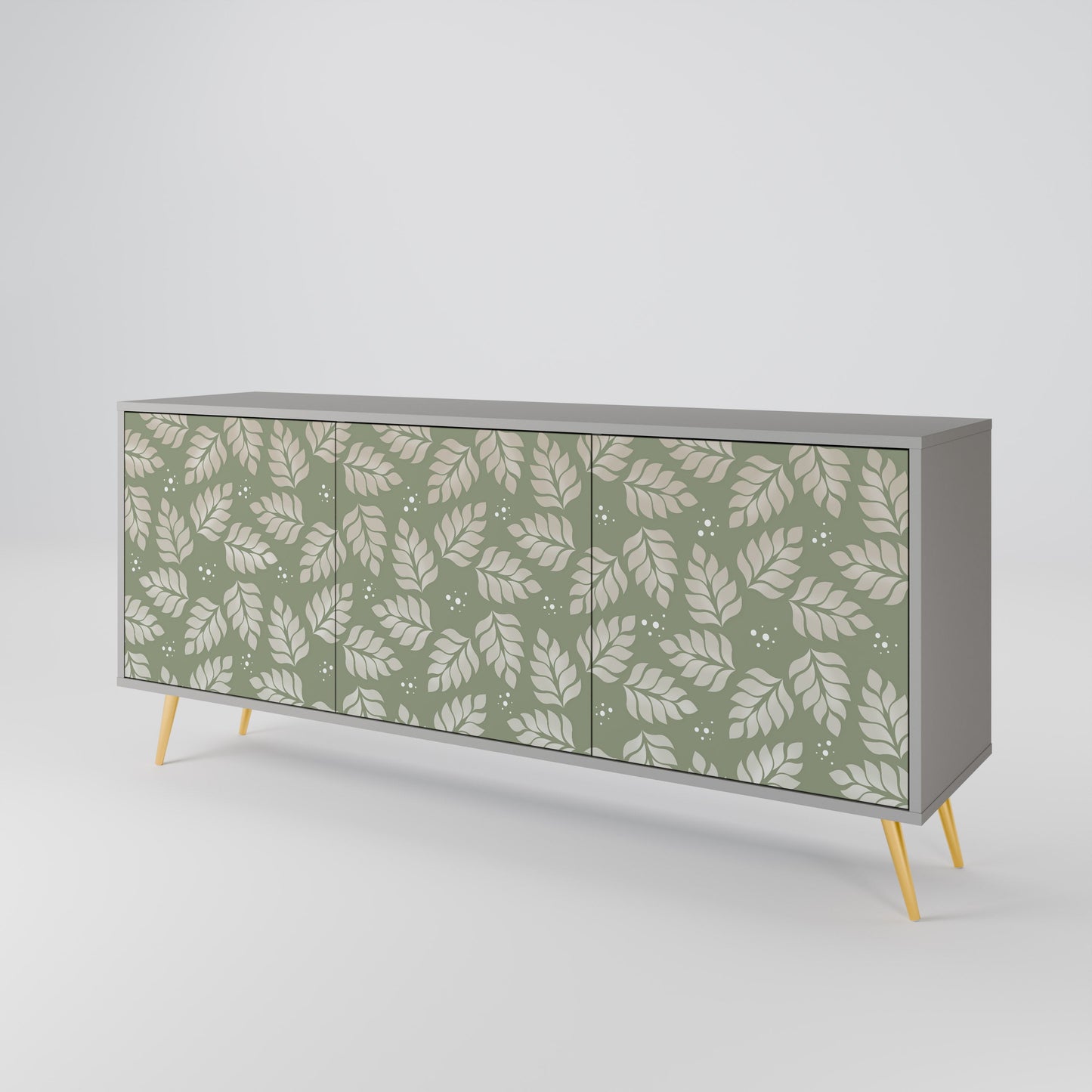 LEAVES ON GREEN 3-Door Sideboard in Grey Finish