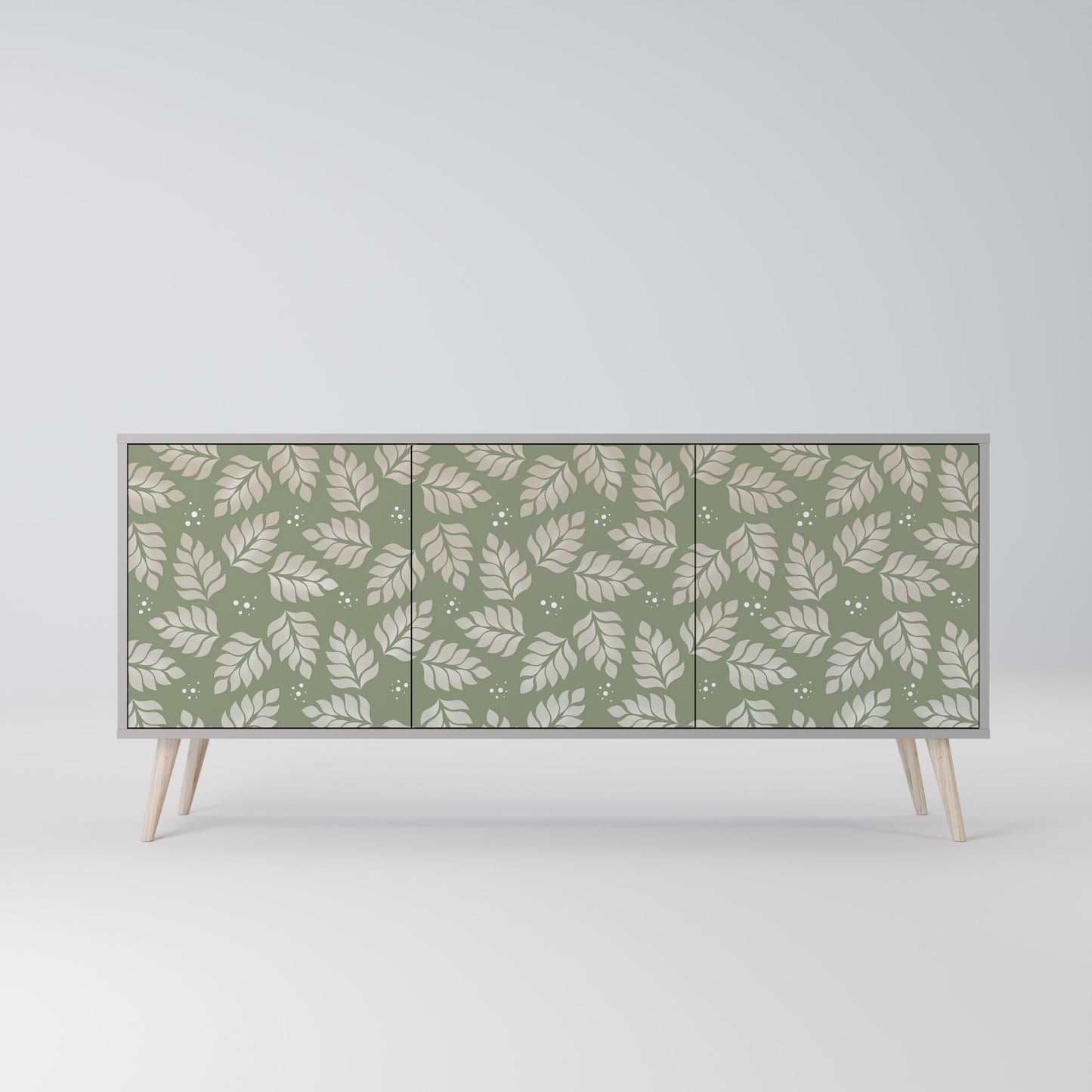 LEAVES ON GREEN 3-Door Sideboard in Grey Finish