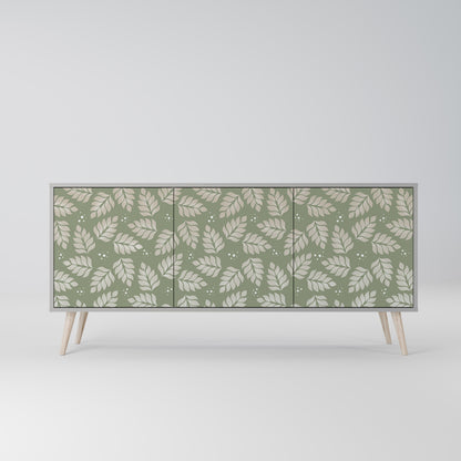 LEAVES ON GREEN 3-Door Sideboard in Grey Finish