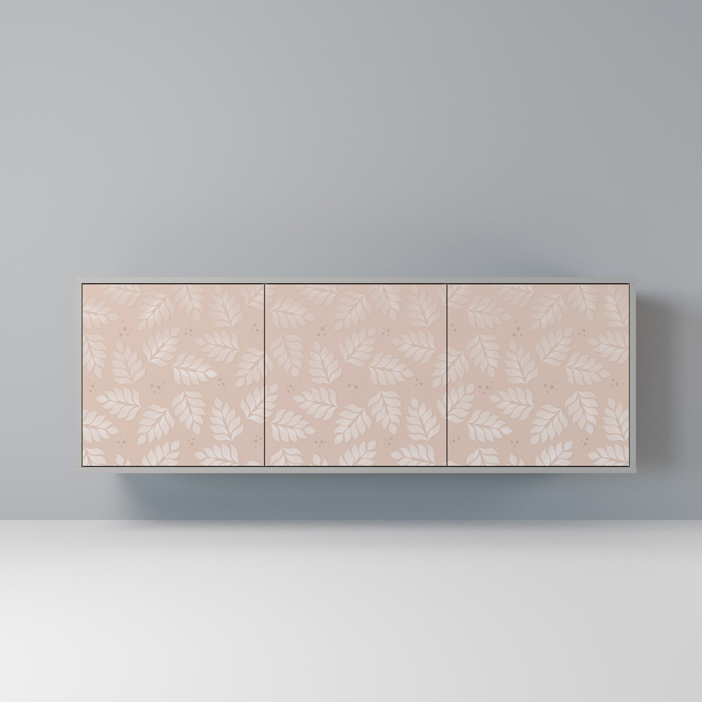 LEAVES ON BEIGE 3-Door Sideboard in Grey Finish