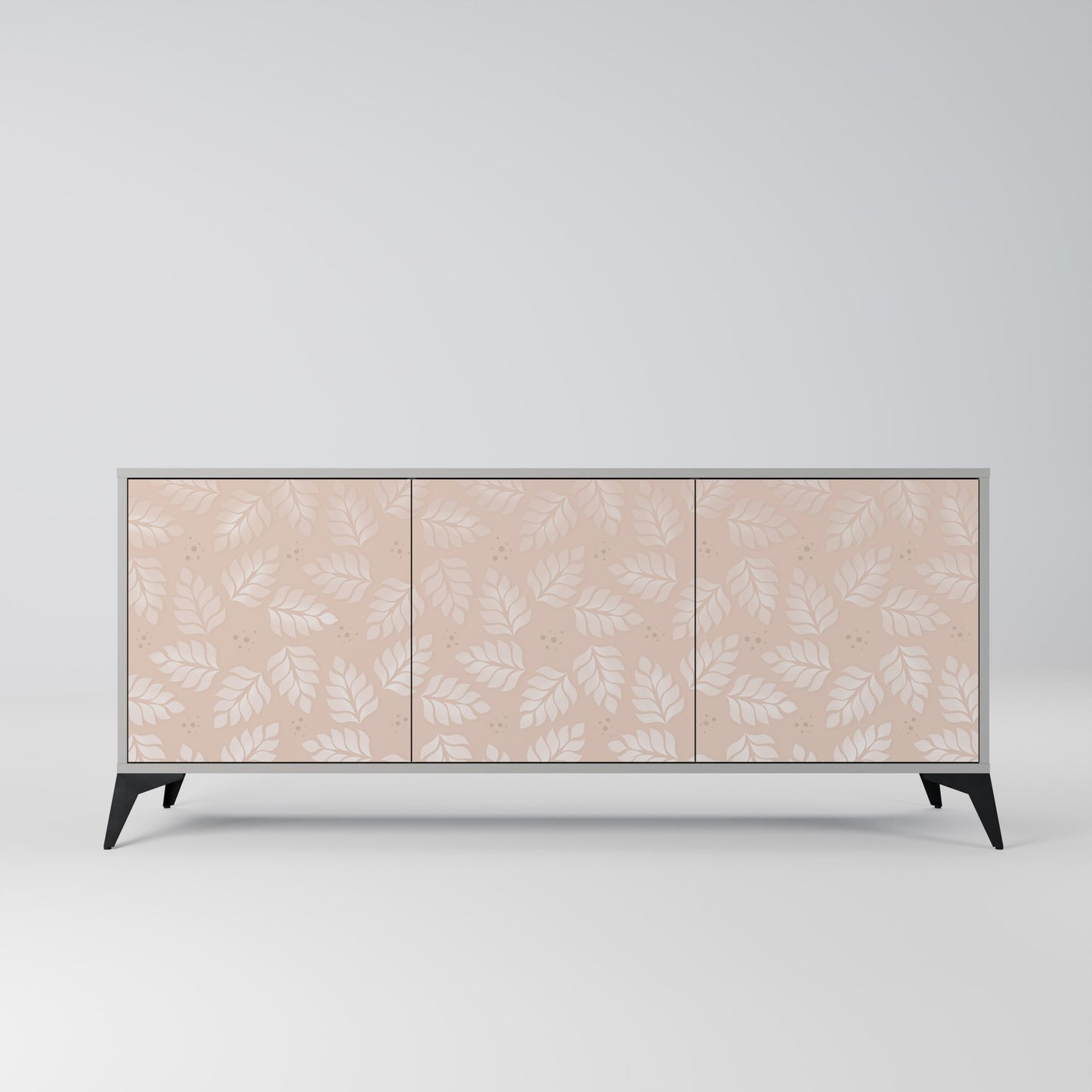 LEAVES ON BEIGE 3-Door Sideboard in Grey Finish