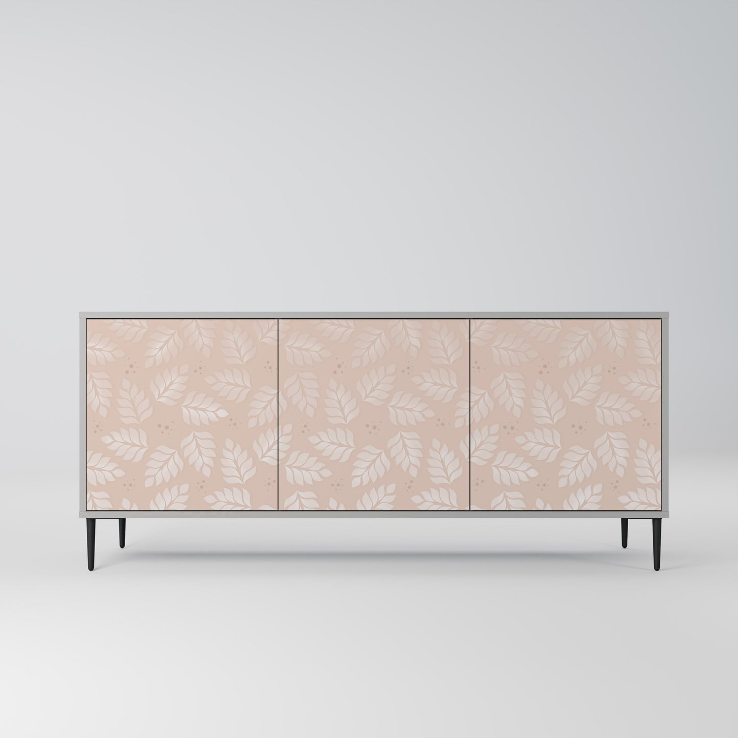 LEAVES ON BEIGE 3-Door Sideboard in Grey Finish