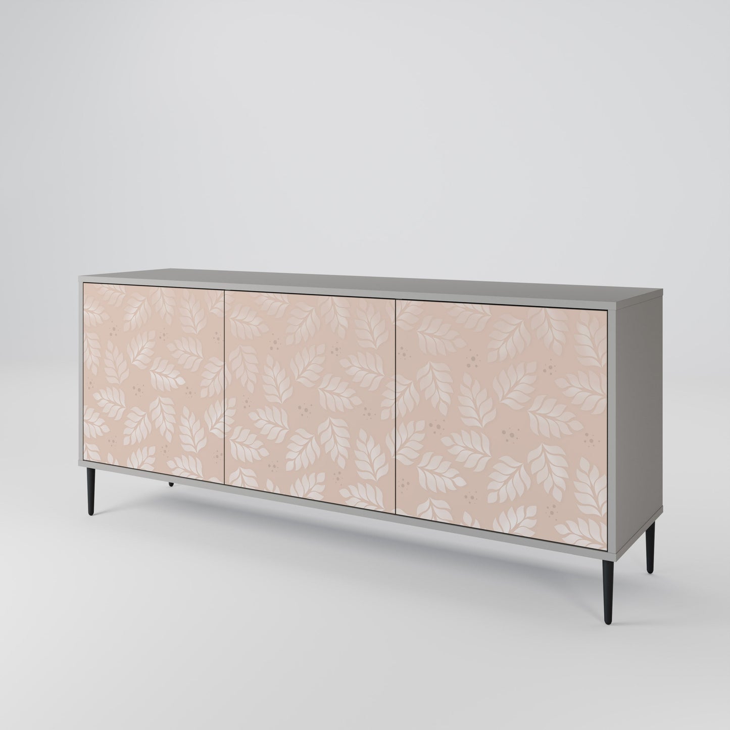 LEAVES ON BEIGE 3-Door Sideboard in Grey Finish
