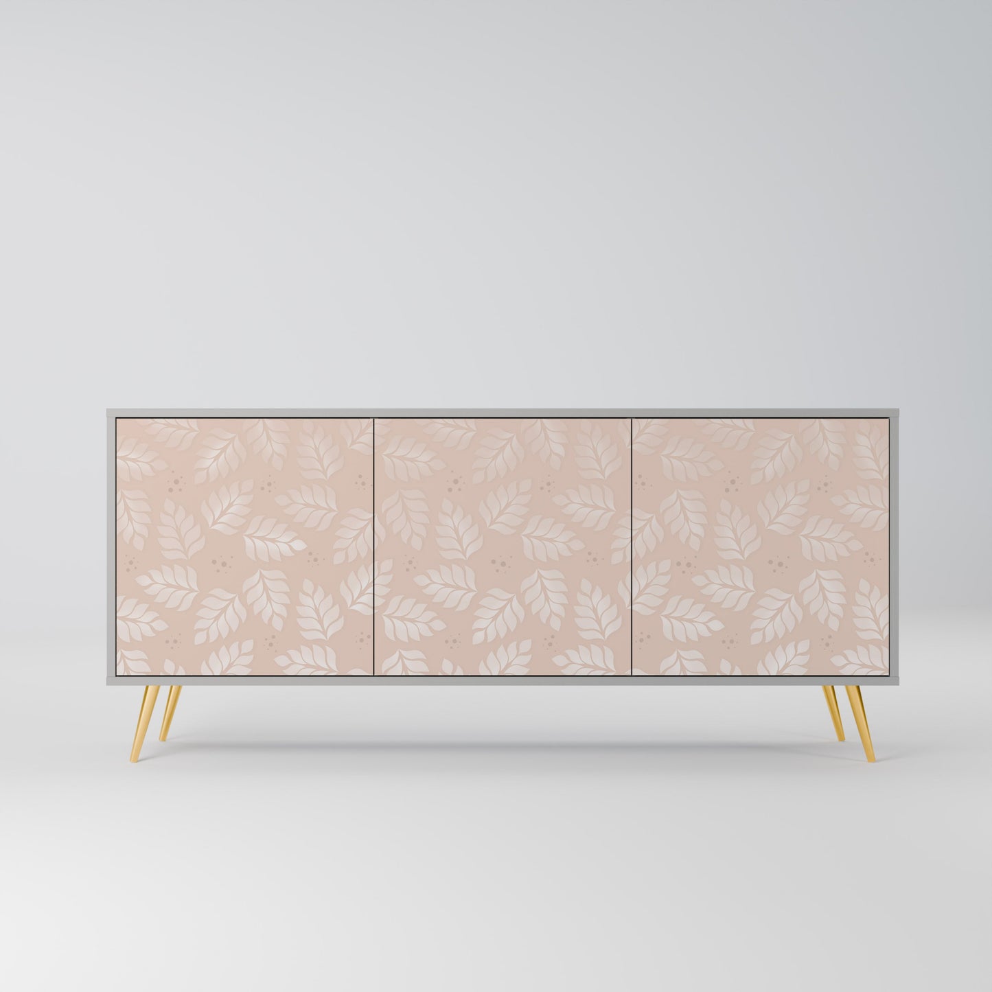 LEAVES ON BEIGE 3-Door Sideboard in Grey Finish