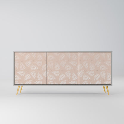 LEAVES ON BEIGE 3-Door Sideboard in Grey Finish