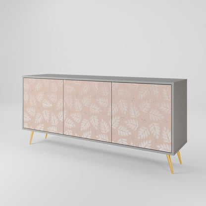 LEAVES ON BEIGE 3-Door Sideboard in Grey Finish