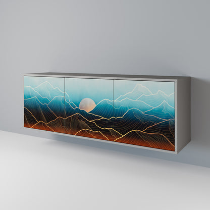 LUNAR SECRETS 3-Door Sideboard in Grey Finish