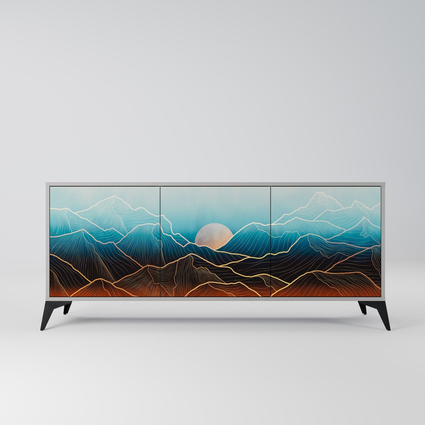 LUNAR SECRETS 3-Door Sideboard in Grey Finish