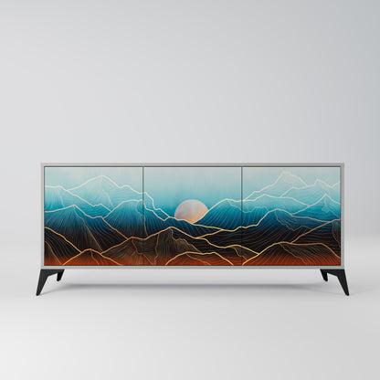 LUNAR SECRETS 3-Door Sideboard in Grey Finish