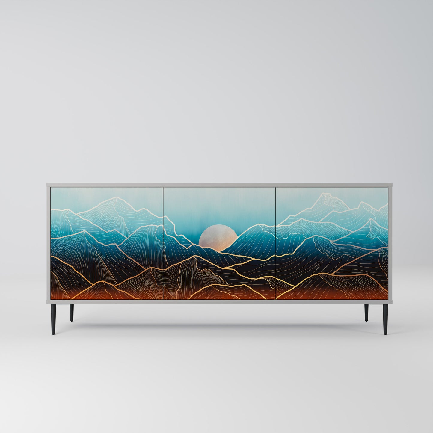 LUNAR SECRETS 3-Door Sideboard in Grey Finish