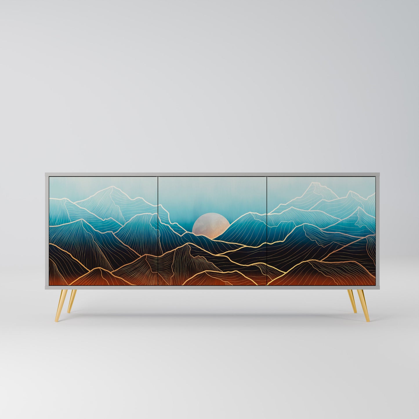 LUNAR SECRETS 3-Door Sideboard in Grey Finish