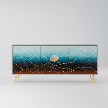 LUNAR SECRETS 3-Door Sideboard in Grey Finish