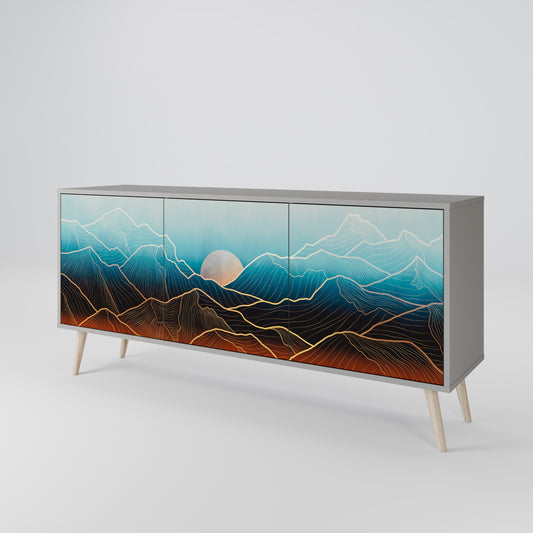 LUNAR SECRETS 3-Door Sideboard in Grey Finish