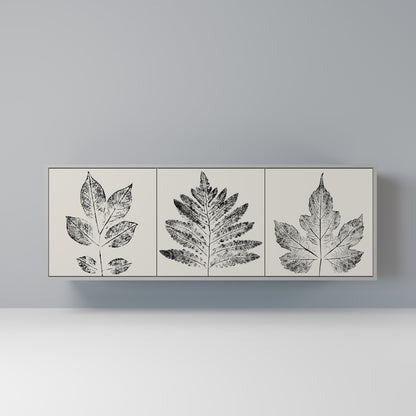 LEAFY STAMPS 3-Door Sideboard in Grey Finish