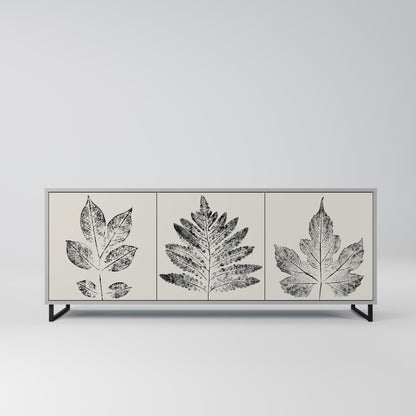 LEAFY STAMPS 3-Door Sideboard in Grey Finish