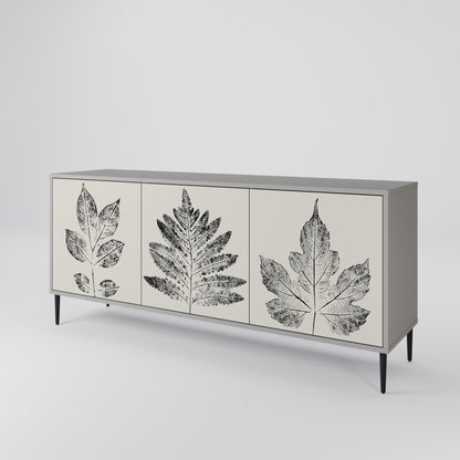 LEAFY STAMPS 3-Door Sideboard in Grey Finish