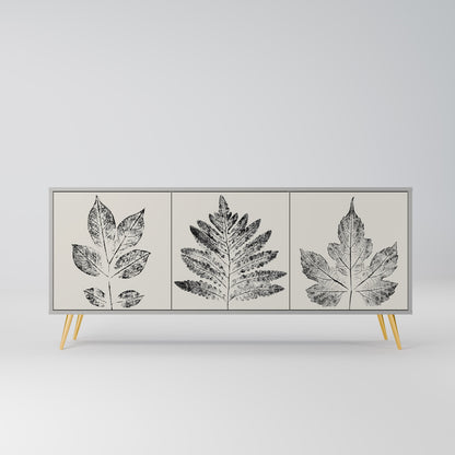 LEAFY STAMPS 3-Door Sideboard in Grey Finish