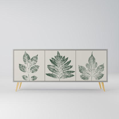 GREEN LEAFY STAMPS 3-Door Sideboard in Grey Finish