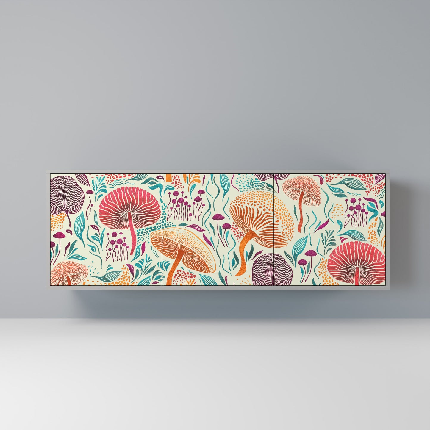 FUNGUS FANTASY 3-Door Sideboard in Grey Finish