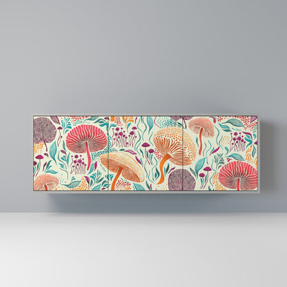 FUNGUS FANTASY 3-Door Sideboard in Grey Finish