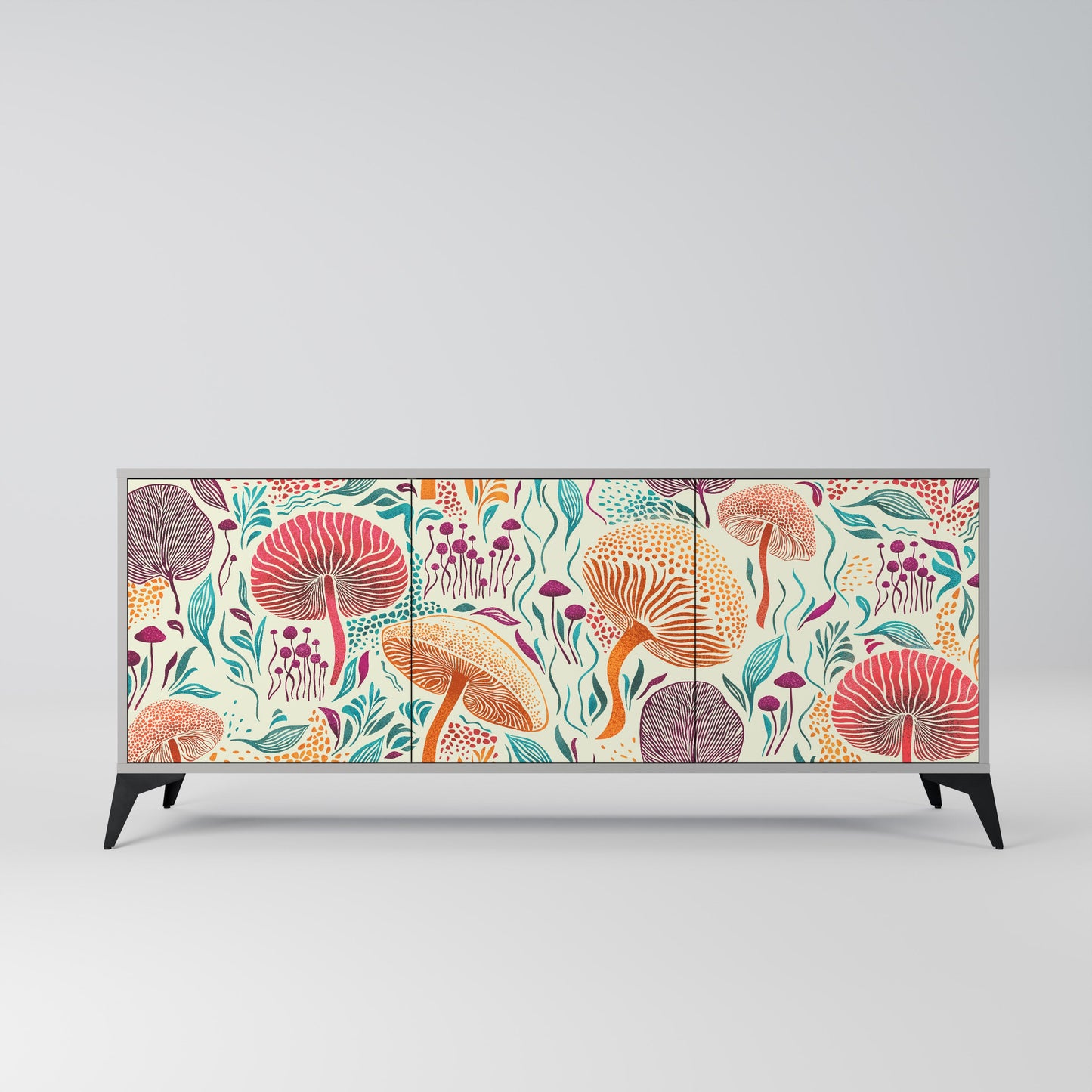 FUNGUS FANTASY 3-Door Sideboard in Grey Finish