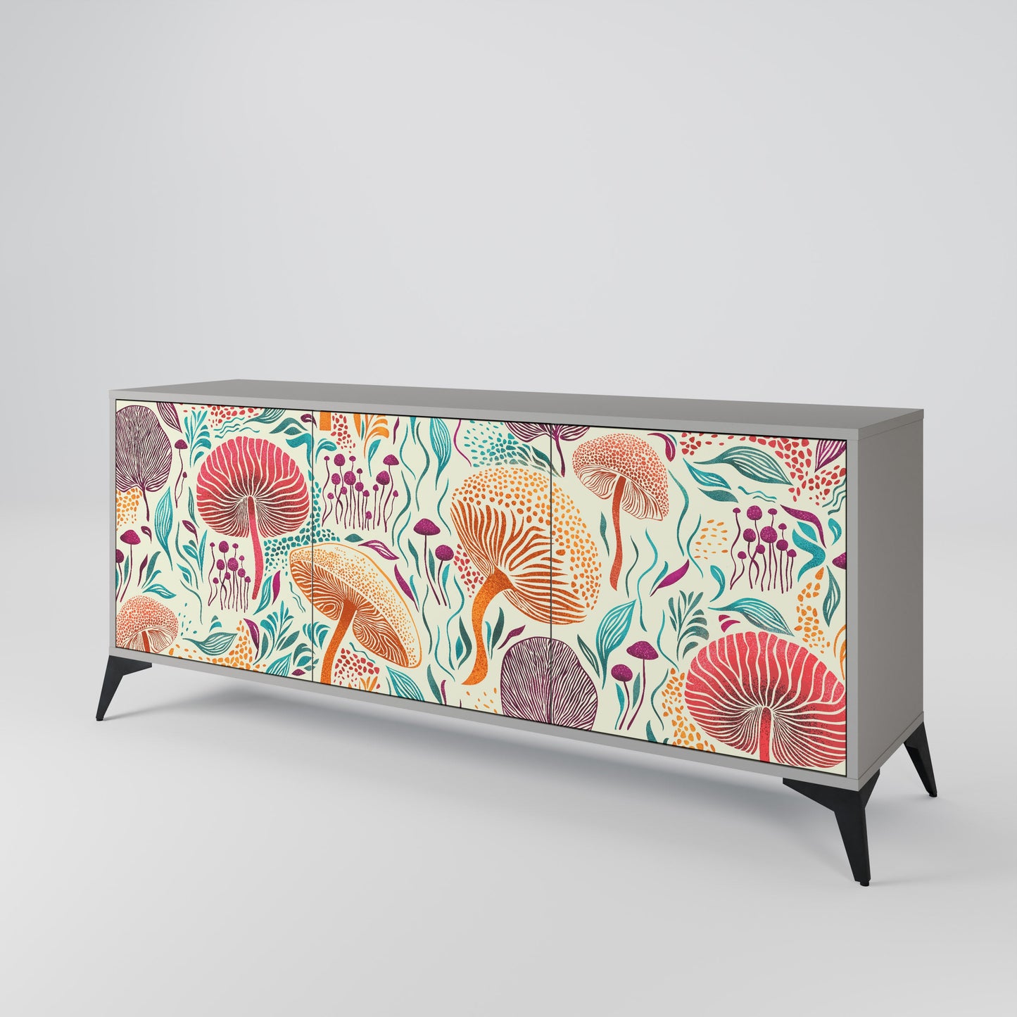 FUNGUS FANTASY 3-Door Sideboard in Grey Finish