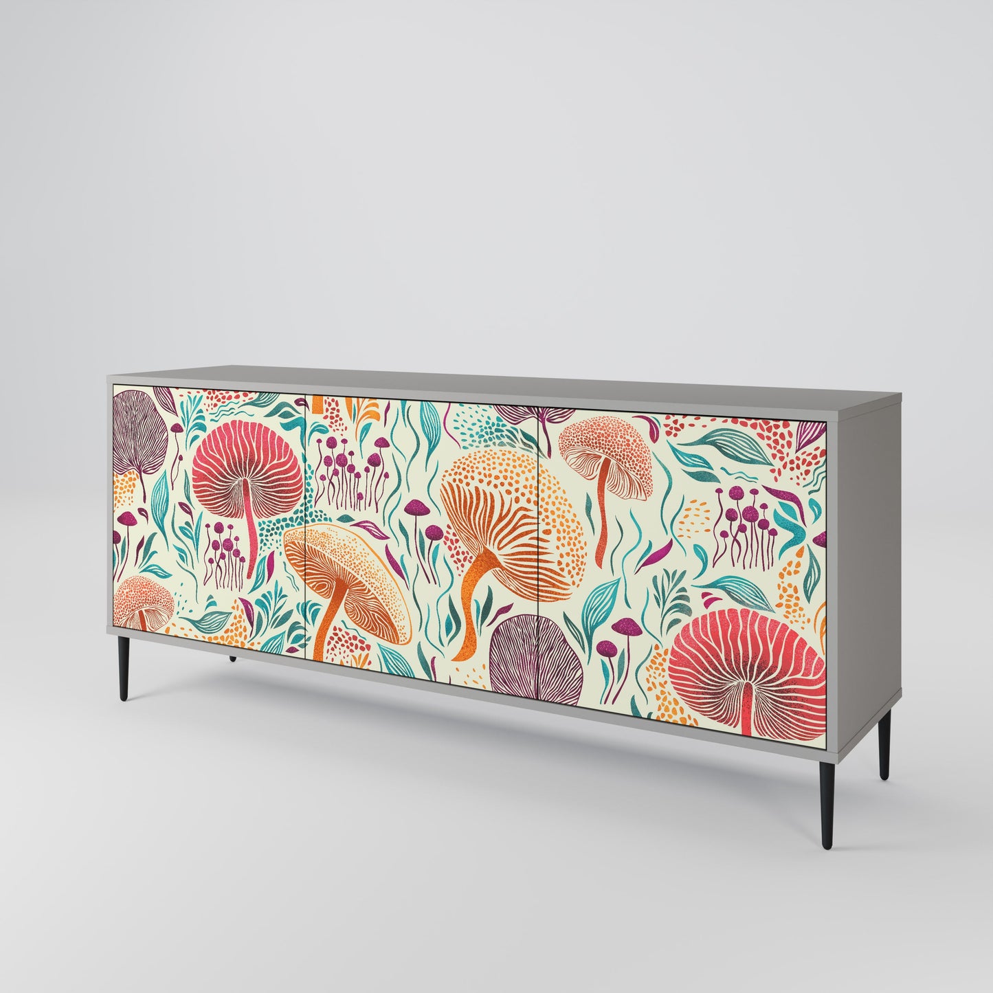 FUNGUS FANTASY 3-Door Sideboard in Grey Finish