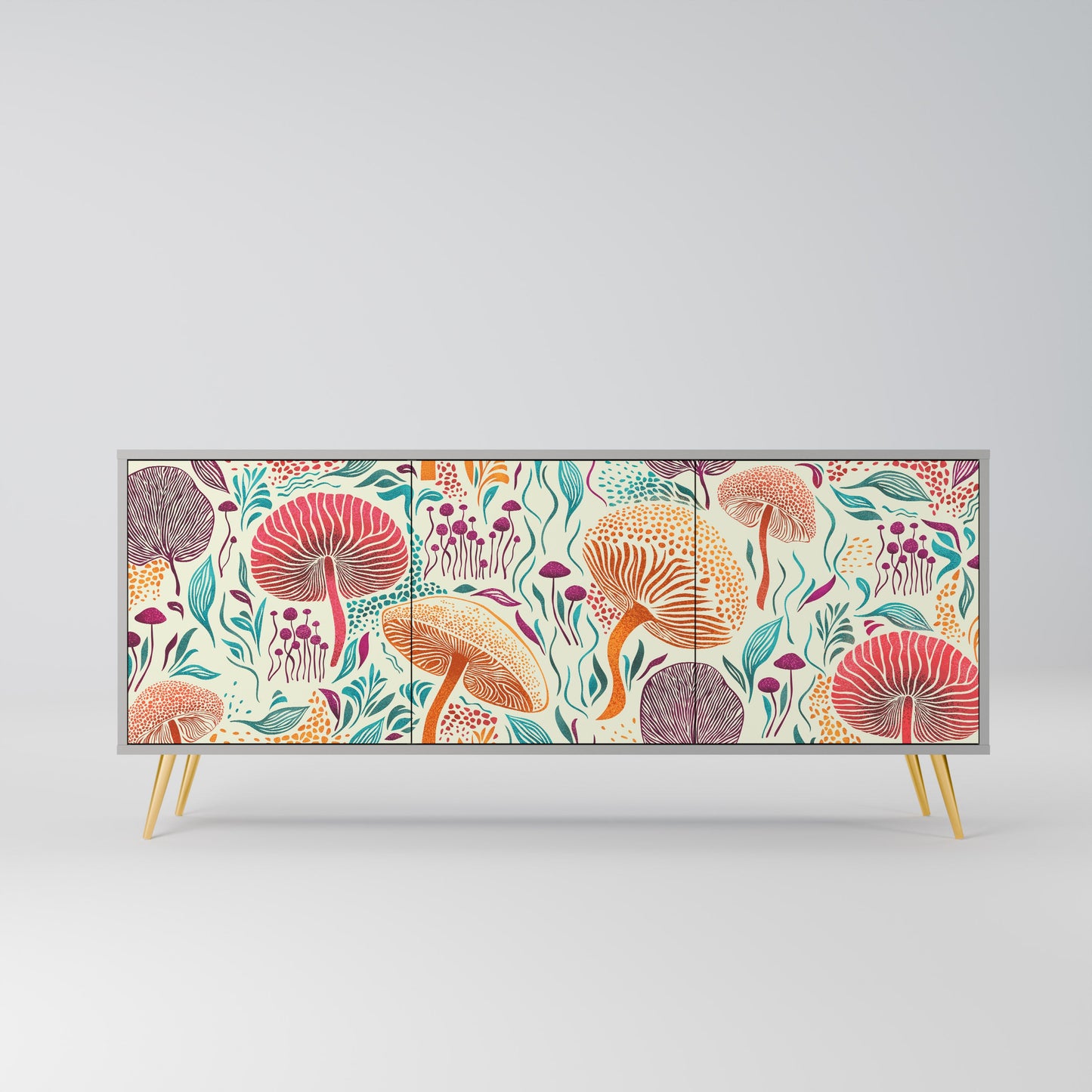 FUNGUS FANTASY 3-Door Sideboard in Grey Finish