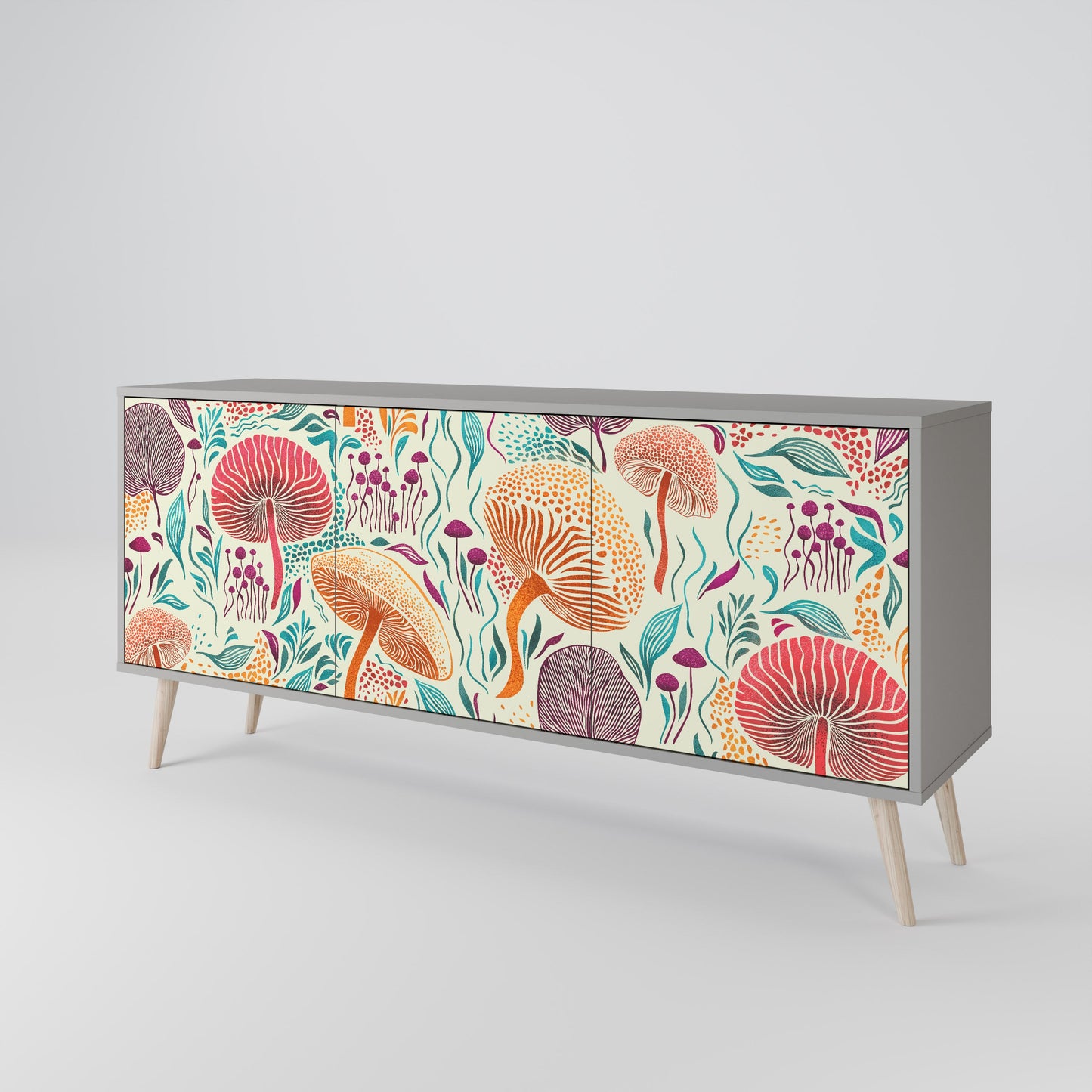 FUNGUS FANTASY 3-Door Sideboard in Grey Finish