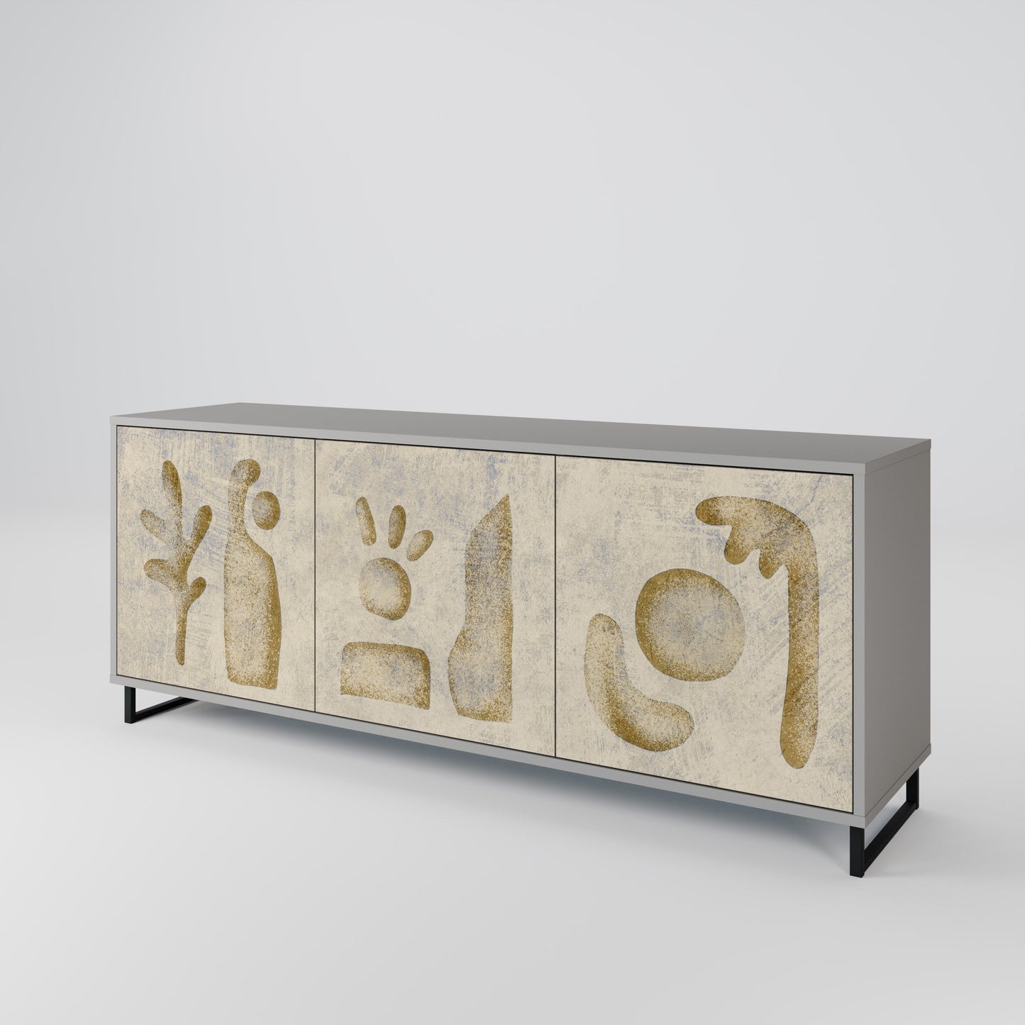 SAND SCULPTURES 3-Door Sideboard in Grey Finish